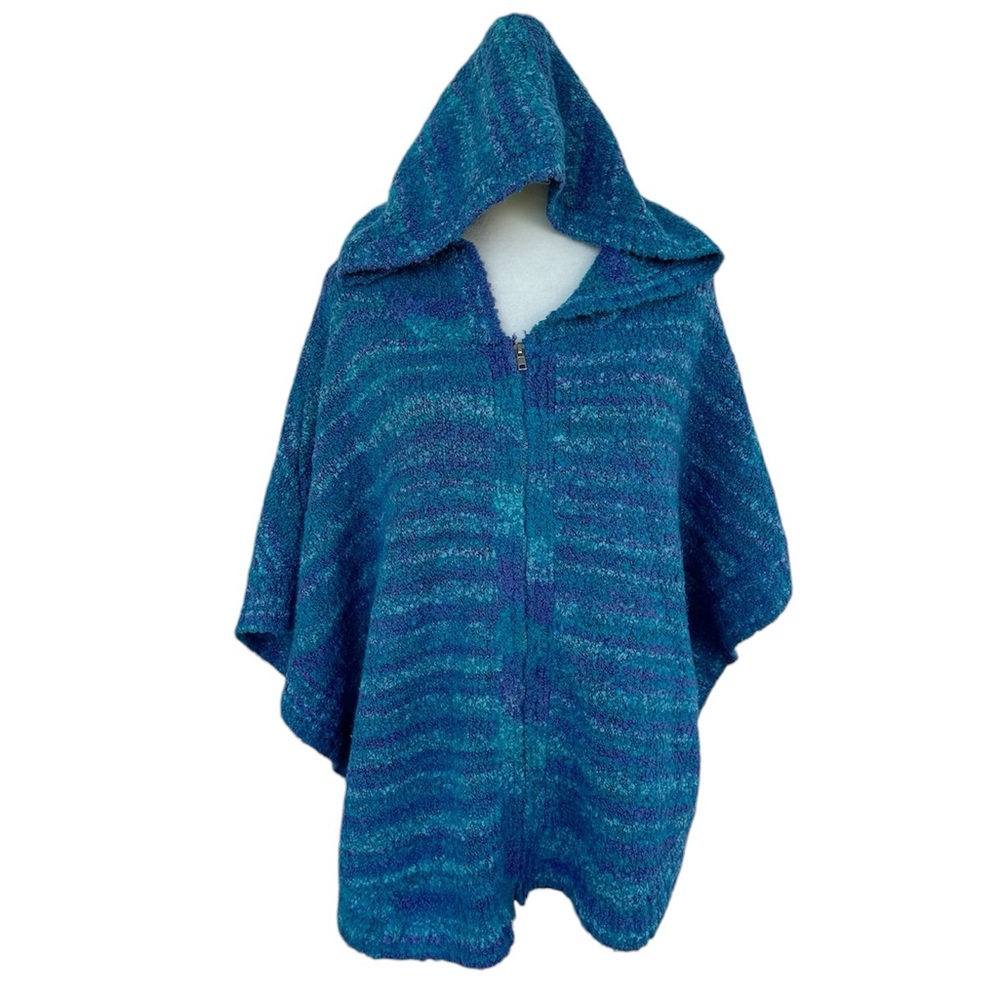 Fever Brand Blue Marled Knit Hooded Cape